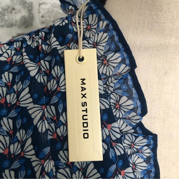 Max Studio Floral Blue Dress Size Medium. New with Tags - Picture 8 of 10